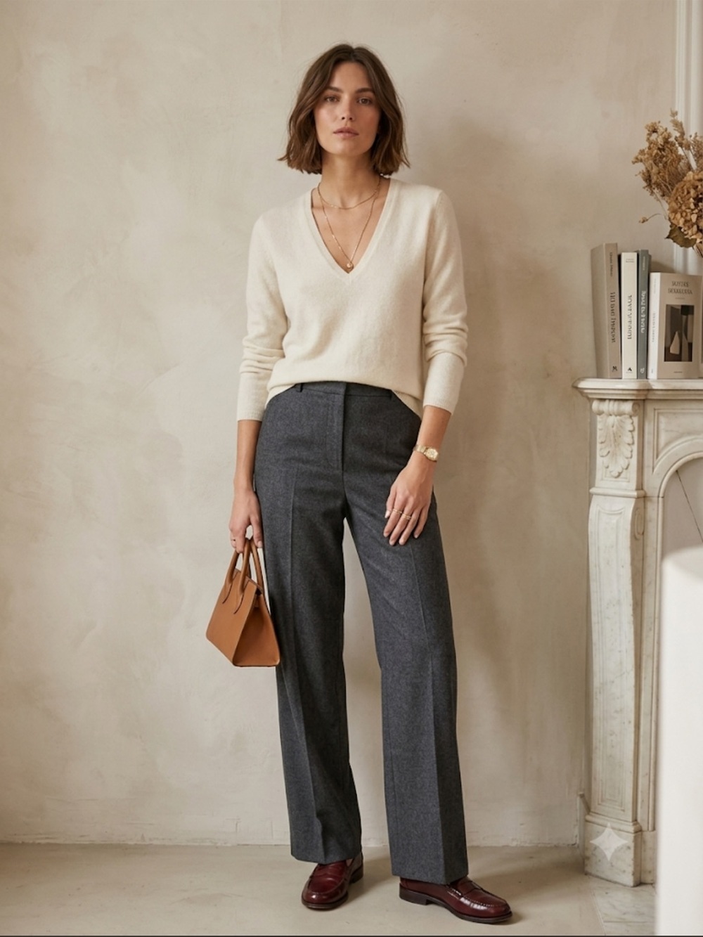 MALO | 100% Cashmere V-Neck Cream Sweater | 42